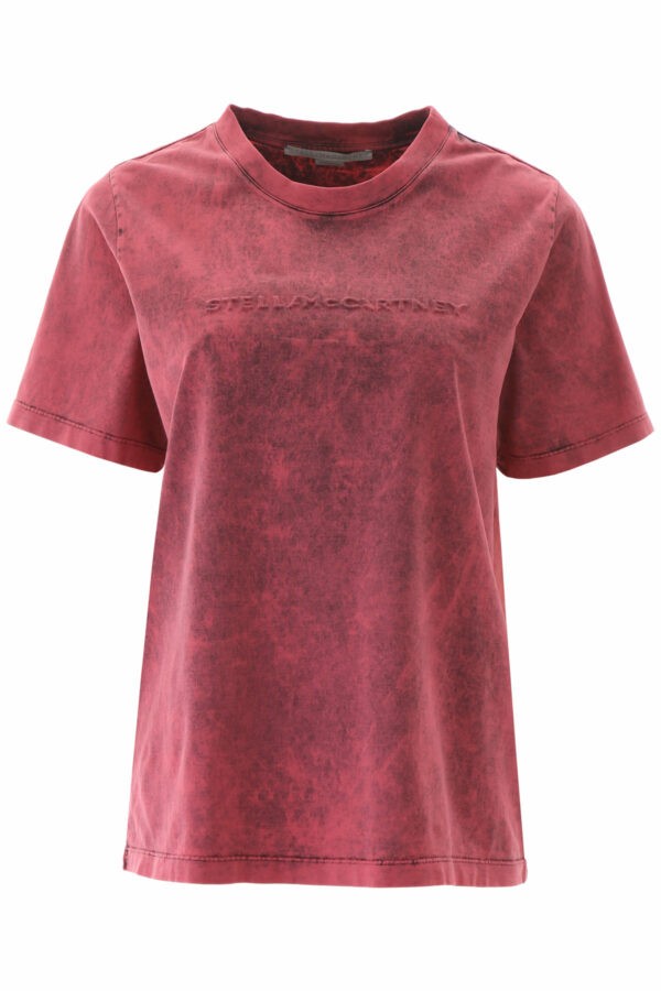 STELLA McCARTNEY EMBOSSED LOGO T-SHIRT 38 Pink Cotton