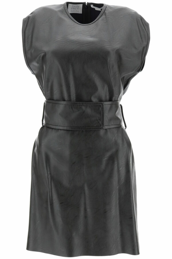 STELLA McCARTNEY FAUX LEATHER KIMBERLY DRESS 40 Black Faux leather