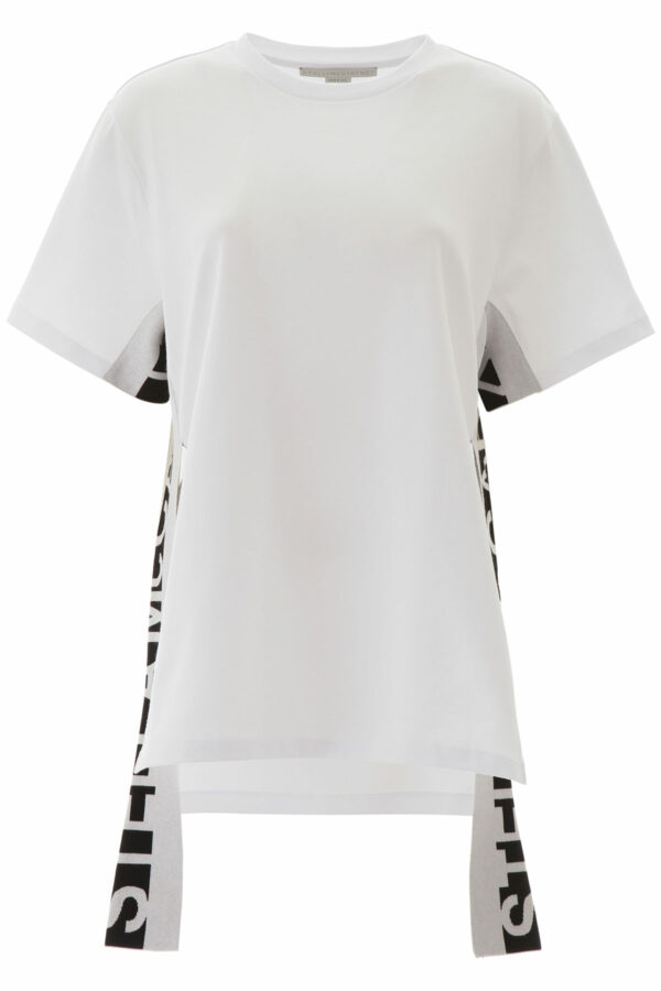 STELLA McCARTNEY LOGO TAPE T-SHIRT 42 White, Black Cotton