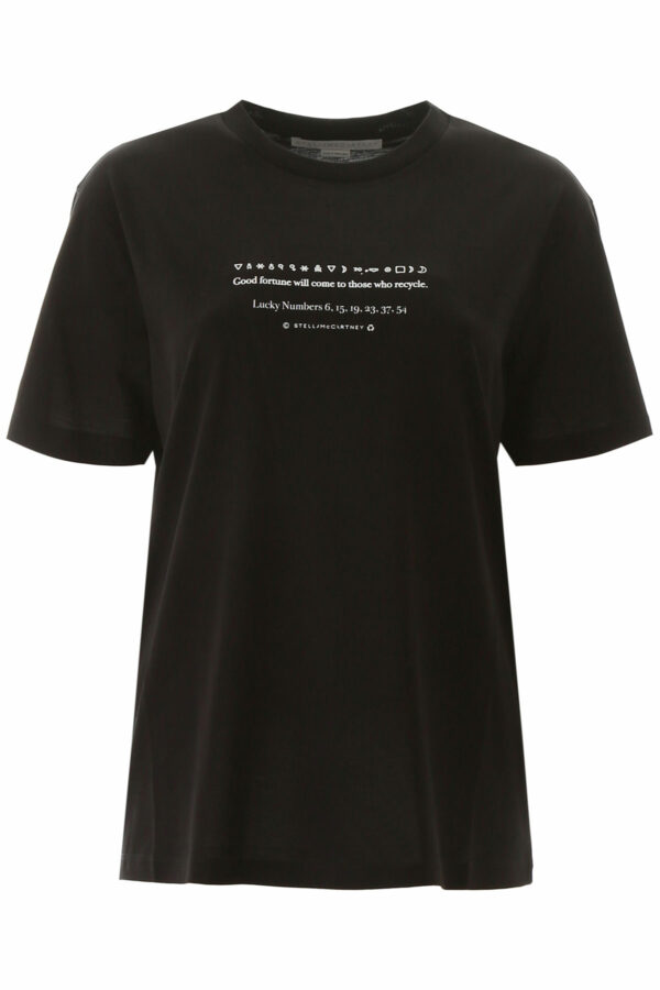 STELLA McCARTNEY LUCKY NUMBERS T-SHIRT S Black Cotton