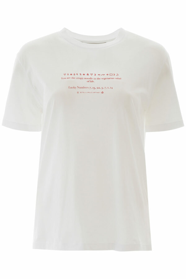 STELLA McCARTNEY LUCKY NUMBERS T-SHIRT S White, Red Cotton