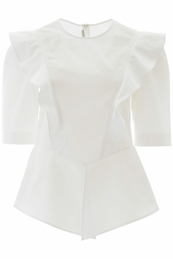 STELLA McCARTNEY RUFFLED SHIRT 42 White Cotton