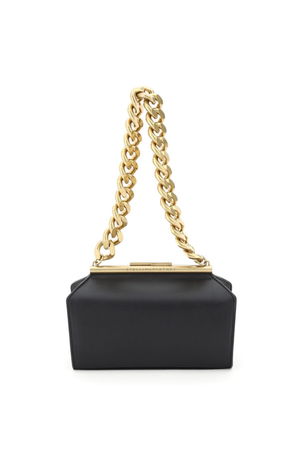 STELLA McCARTNEY STRUCTURED MEDIUM BAG MACRO CHAIN OS Black Faux leather