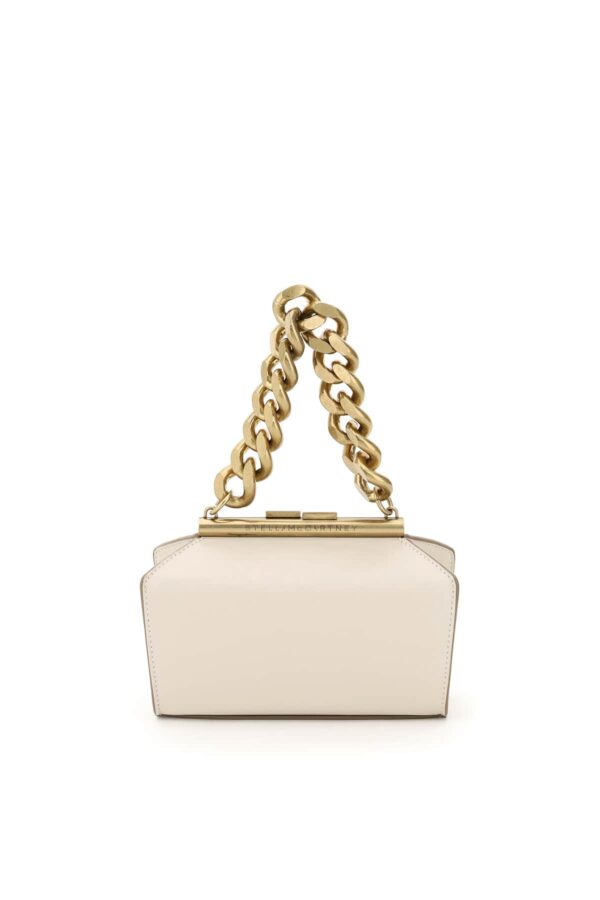 STELLA McCARTNEY STRUCTURED SMALL BAG MACRO CHAIN OS White, Beige Faux leather