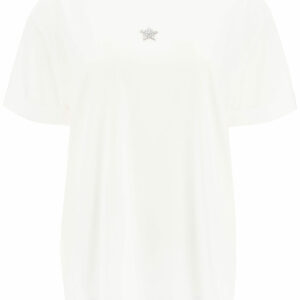 STELLA McCARTNEY T-SHIRT MINISTAR EMBROIDERY WITH CRYSTALS 36 White Cotton