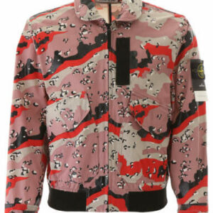 STONE ISLAND CAMOUFLAGE BOMBER JACKET S Pink, Red, Black Cotton