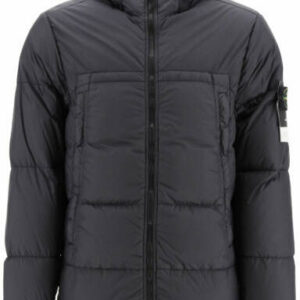 STONE ISLAND GARMENT-DYED HOODED DOWN JACKET S Grey Technical