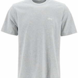 STUSSY T-SHIRT WITH LOGO EMBROIDERY M Grey Cotton