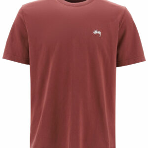 STUSSY T-SHIRT WITH LOGO EMBROIDERY S Red, Brown Cotton