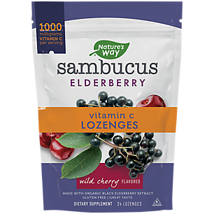 Sambucus Elderberry Vitamin C Lozenges - Wild Cherry (24 Lozenges)