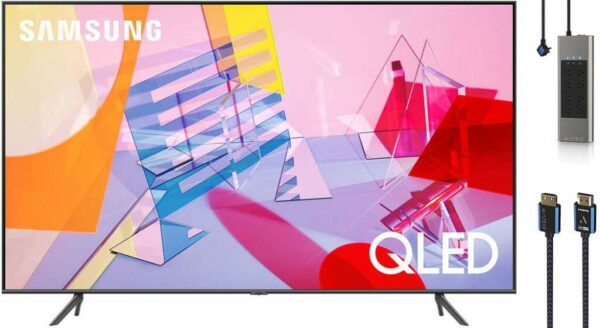 Samsung 43" Q60T Titan Gray QLED 4K UHD Smart HDTV With Austere Surge Protector and HDMI Cable Package