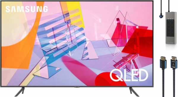 Samsung 55" Q60T Titan Gray QLED 4K UHD Smart HDTV With Austere Surge Protector and HDMI Cable Package