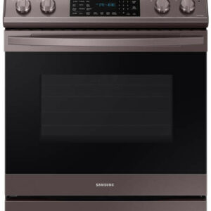 Samsung 6.3 Cu. Ft. Fingerprint Resistant Tuscan Stainless Steel Front Control Slide-In Electric Range With Air Fry