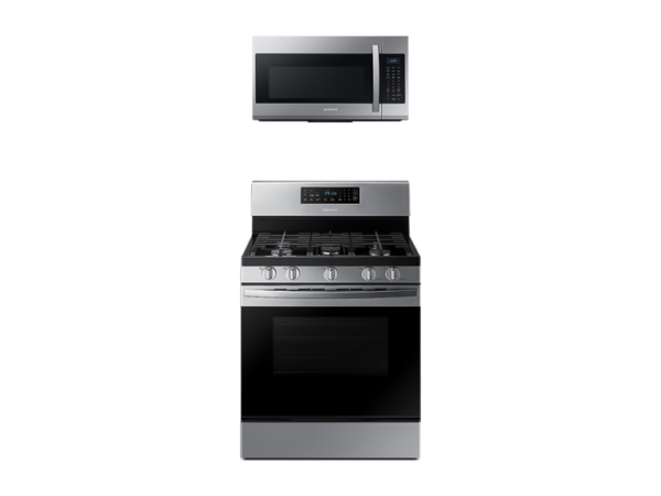 Samsung Freestanding Gas Range + Over-the-Range Microwave in Stainless Steel(BNDL-1580226046010)