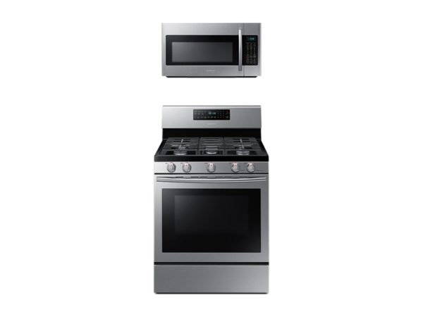 Samsung Freestanding Gas Range with Convection + Over-the-Range Microwave in Stainless Steel(BNDL-1580225821427)