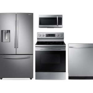 Samsung Large Capacity 3-door Refrigerator + Electric Range + StormWash Dishwasher + Microwave Kitchen Package in Stainless Steel(BNDL-1572441536945)