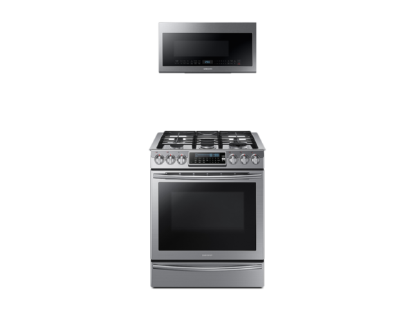 Samsung Slide-In Gas Range with True Convection + Over-the-Range Microwave in Stainless Steel(BNDL-1580226174992)