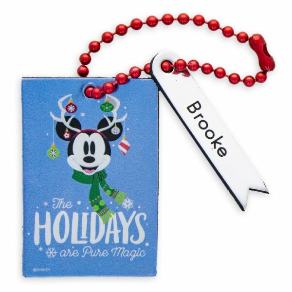 Santa Mickey Mouse ''The Holidays Are Pure Magic'' Leather Luggage Tag Personalizable Official shopDisney