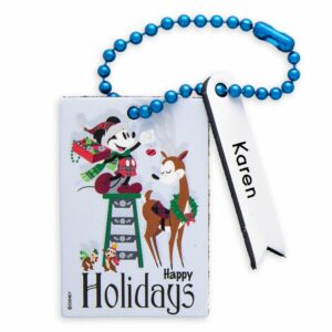 Santa Mickey Mouse and Chip 'n Dale Leather Luggage Tag Personalizable Official shopDisney