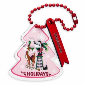 Santa Minnie Mouse ''Happy Holidays'' Leather Luggage Tag Personalizable Official shopDisney