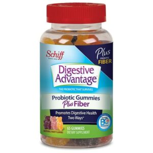 Schiff Digestive Advantage Probiotic Gummies Plus Fiber Natural Fruit Flavors - 65.0 ea