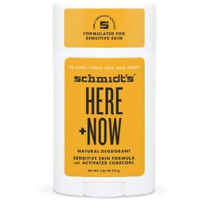 Schmidt's Activated Charcoal Sensitive Skin Here + Now Natural Deodorant - 2.65 oz