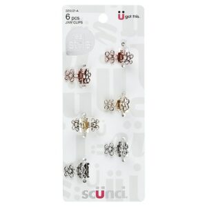 Scunci Mini Metal Rhinestone Jaw Clips - 6.0 ea