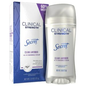 Secret Clinical Strength Invisible Solid Antiperspirant and Deodorant Clean Lavender - 2.6 oz