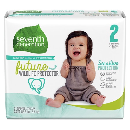 Seventh Generation Baby Diapers Protection Sensitive Free & Clear - 31.0 ea