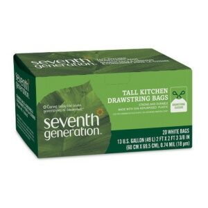 Seventh Generation Drawstring Tall Kitchen Bags, 13 Gallon 2-ply - 20.0 ea