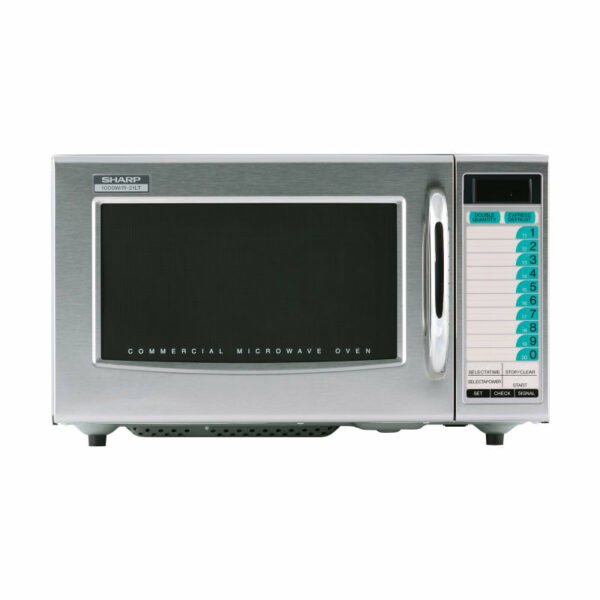 Sharp R-21LTF 1000 Watt Commercial Microwave with Two-Way Programming Stainless Steel Commercial Cooking Microwave Countertop