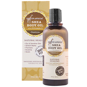Shea Body Oil with Vitamin E - Natural Healing - Vanilla (9 Fluid Ounces)