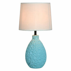 Simple Designs Living Room Bedroom Ceramic Oval Table Lamp, Blue Textu