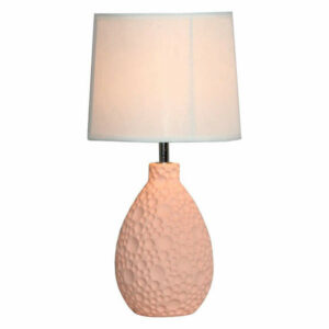 Simple Designs Living Room Bedroom Ceramic Oval Table Lamp, Pink Textu