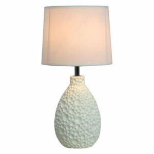 Simple Designs Living Room Bedroom Ceramic Oval Table Lamp, White Text