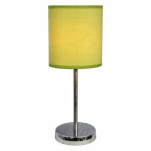 Simple Designs Living Room Bedroom Chrome Basic Table Lamp w/ Green Sh