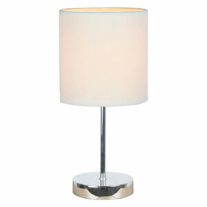 Simple Designs Living Room Bedroom Chrome Mini Basic Table Lamp, White