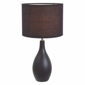 Simple Designs Living Room Bedroom Oval Base Ceramic Table Lamp, Black