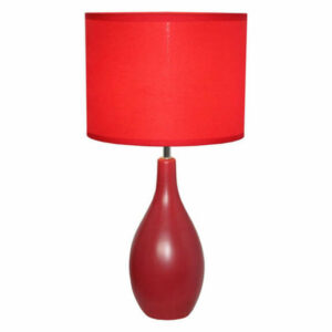 Simple Designs Living Room Bedroom Oval Base Ceramic Table Lamp, Red