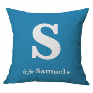 Simple Living Room Sofa Seat Cushion Pillow, Blue And English Letter S