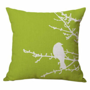 Simple Living Room Sofa Seat Cushion Pillow, Green And Bird