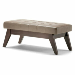 Simpli Home Draper Mid Century Tufted Living Room Bench in Ash Blonde