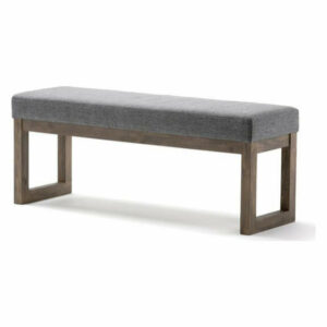 Simpli Home Milltown Large Living Room Bench in Gray