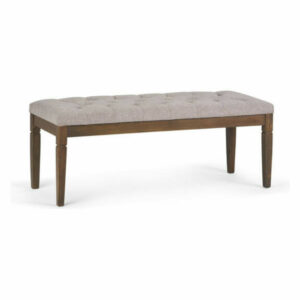 Simpli Home Waverly Tufted Living Room Bench in Cloud Gray