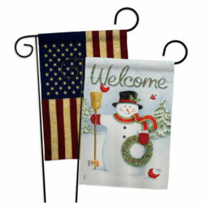 Snowman Wreath Winter Christmas Garden Flags Pack