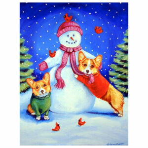 Snowman with Corgi Flag Garden Size