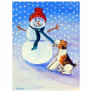 Snowman with Fox Terrier Flag Garden Size