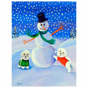 Snowman with a Bichon Frise Flag Garden Size