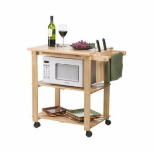 Solid Wood Kitchen Utility Microwave Cart