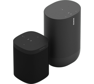 Sonos Move & One Smart Speakers - Bluetooth & WiFi Enabled - Battery-Powered - With Google Assistant & Amazon Alexa - For Outdoors & Indoors - Black